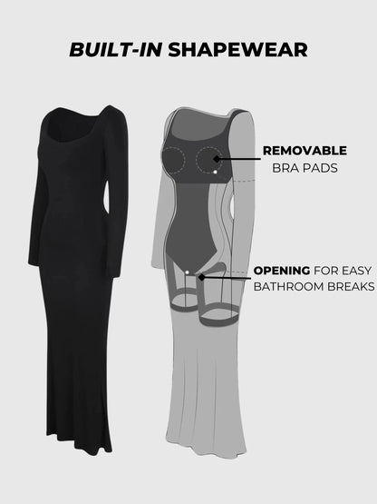 Sukienka modelująca z długim rękawem i maxi